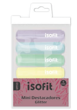 DESTACADOR MINI 6 COLORES GLITTER ISOFIT-DSG/W