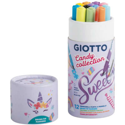 GIOTTO MARCADOR TURBO SOFT BRUSH CANDY COLLECTION TUBO 12 COLORES