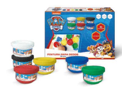 PINTURA PARA DEDOS 35 GRS 6 COLORES PAW PATROL