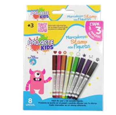 MARCADOR STAMP C/FIGURA PROARTE KIDS 8col