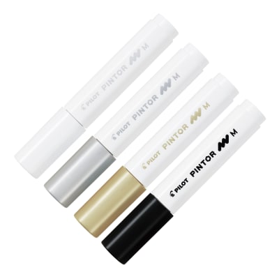 Set Pintor Medio 4 Blanco, Negro, Dorado, Plateado