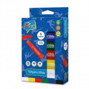 TEMPERA SOLIDA 10 GRS 6 COLORES