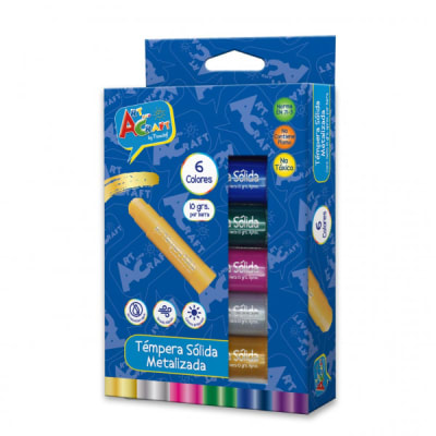 TEMPERA SOLIDA METALICA 10 GRS 6 COLORES