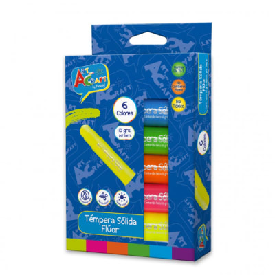 TEMPERA SOLIDA FLUOR 10 GRS 6 COLORES