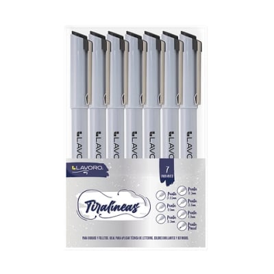 TIRALINEAS SET 7 UNIDADES NEGRO, MEDIDAS SURTIDAS