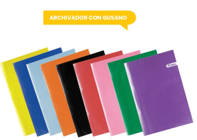 ARCHIVADOR PLASTIFICADO TORRE AMARILLO C/GUSANO