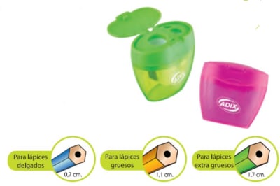 Sacapuntas Plástico Triple c/Contenedor Surtido (043) ADIX