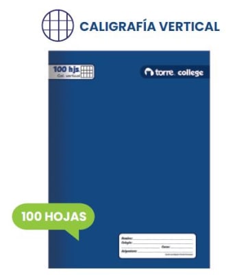 CUAD. COLLEGE TORRE LISO CAL VERT. 100H