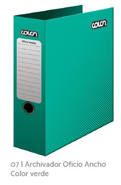 ARCHIVADOR COLON OFICIO ANCHO COLOR VERDE