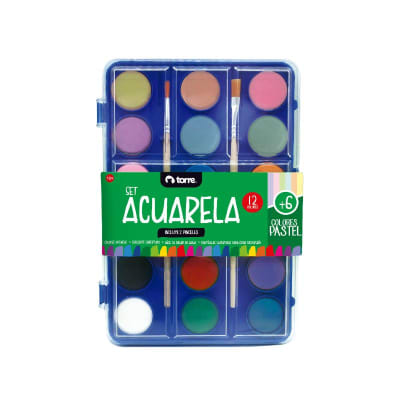 ACUARELAS 12 COL + 6 COL PASTEL TORRE