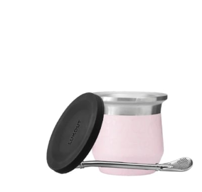 Mate térmico 170 ml + Tapa + bombilla Pink Animal