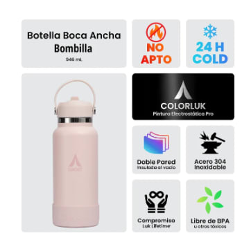 Botella Térmica Bombilla Ancha 946 ml Celeste
