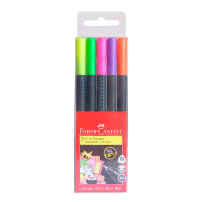 Marcador Grip Finepen neón pet x5