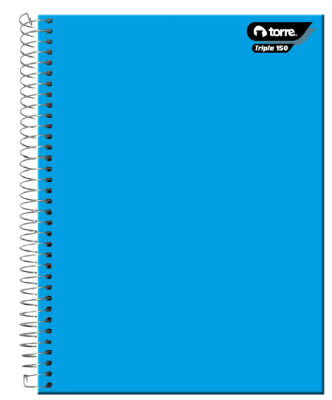 CUADERNO TORRE TRIPLE LISO  MAT. 7MM. 150HOJAS (SURTIDO).