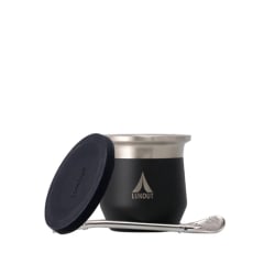 Mate térmico 170 ml + Tapa + bombilla Negro