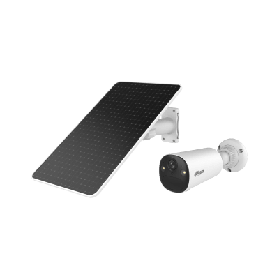 KIT CAMARA IP DAHUA WIFI6 SOLAR 4MP 2.1MM APOLLO BULLET C1 C/ PANEL SOLAR AOV SMART DUAL LIGHT ALARM