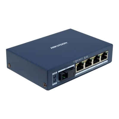 Conversor de Fibra Gigabit 20 km con 4 Puertos PoE Hikvision