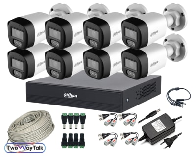 CCTV KIT DAHUA 8 CAM 2MP AUDIO BIDIRECIONAL SMART LIGHT INSTALA