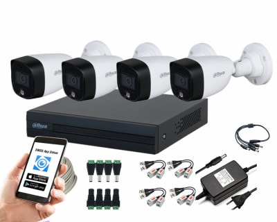CCTV KIT DAHUA 4 CAM FULL COLOR C/MIC INSTALADOR