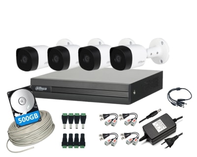 CCTV KIT INSTALADOR DAHUA 4 CAM 5MP DISCO 500G1