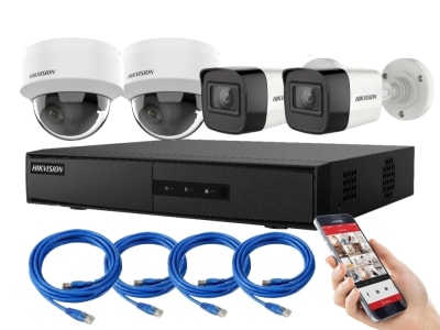 Kit Hikvision Ip Nvr 4ch Poe + 4 Cam Ip 2mp MIXTO
