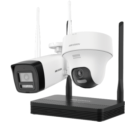 CCTV KIT WIFI HIKVISION NVS 4CH + 1 CAMARA EXT / 1 CAMARA PT 4MP IR30M1