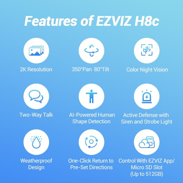 Camara IP EZVIZ WiFi H8C 3MP IA Audio Auto Tracking Sirena y Luz2