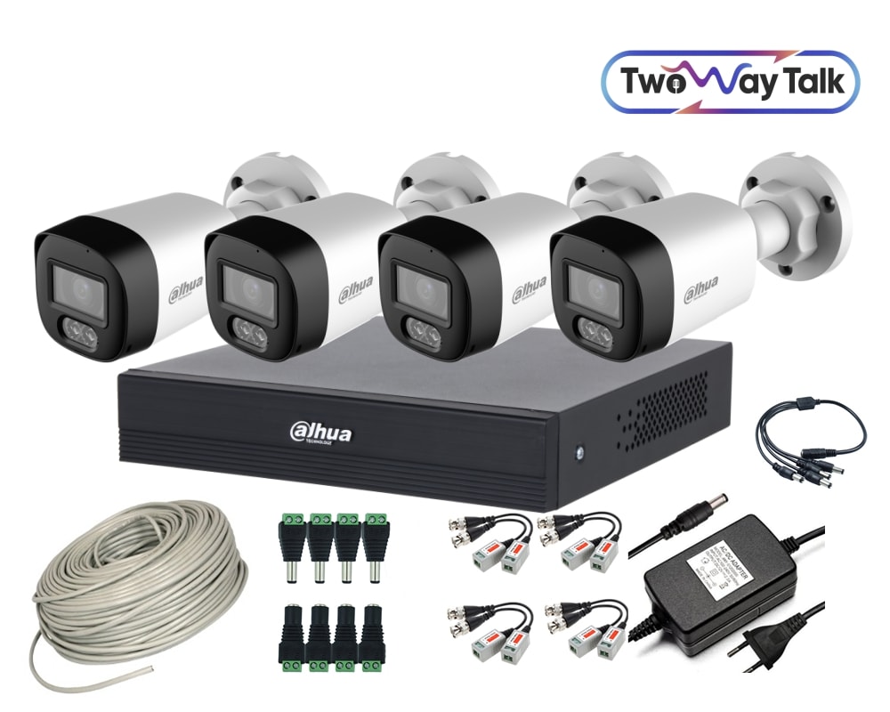 CCTV KIT DAHUA 4 CAM 2MP AUDIO BIDIRECIONAL SMART LIGHT INSTALADOR 0