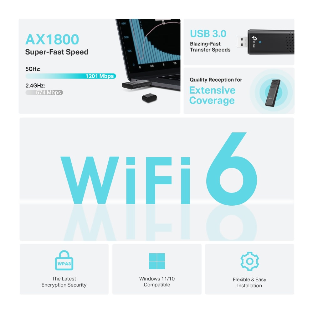 Adaptador de red USB Wi-Fi 6 AX1800 TP-LINK5