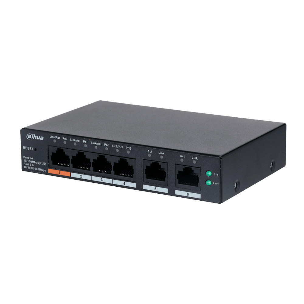 SWITCH POE DAHUA ADM CLOUD. 4 PUERTOS POE. 0