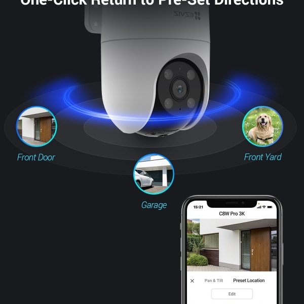 Camara IP EZVIZ WiFi H8C 3MP IA Audio Auto Tracking Sirena y Luz5