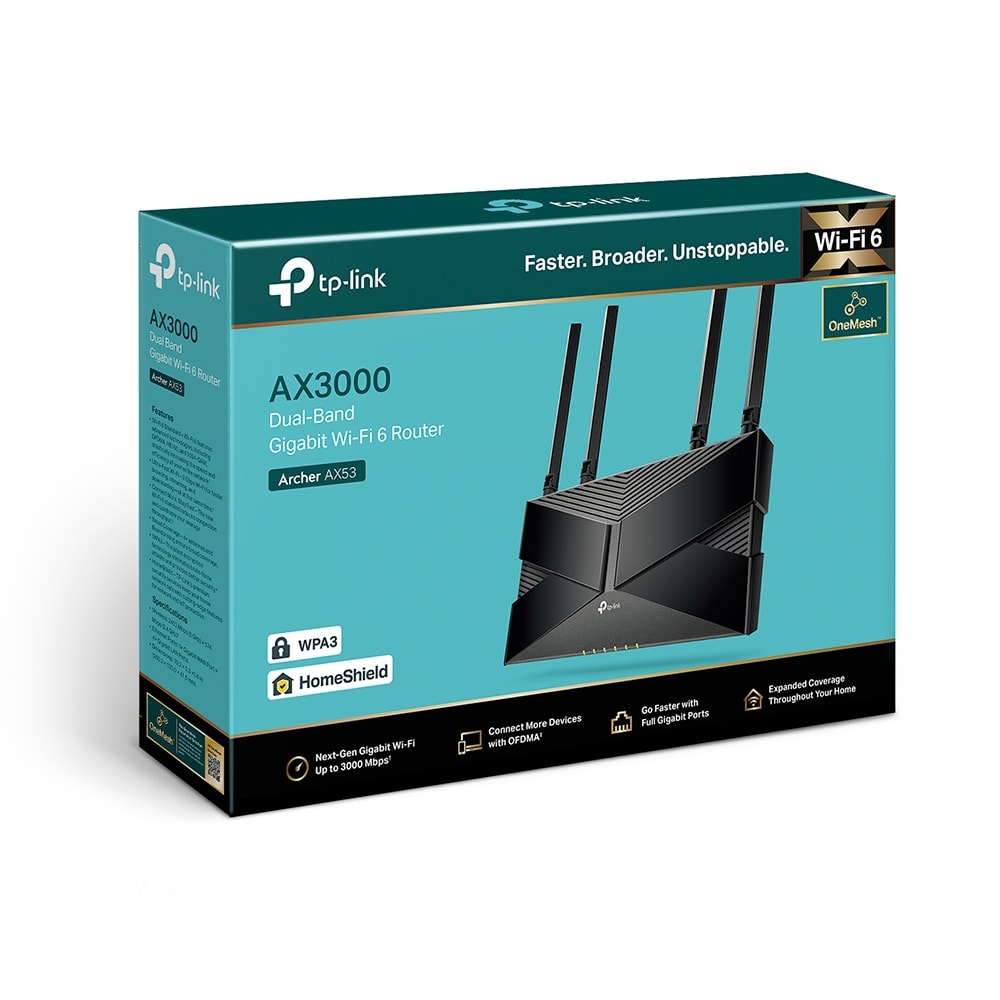 Router TP-Link Archer AX53, AX3000, Dual Band, Gigabit Ethernet, Wi-Fi 61
