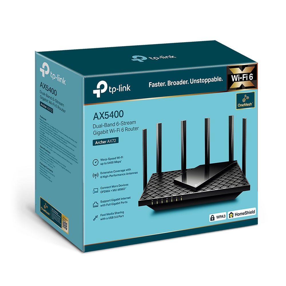 Router Inalámbrico TP-Link Archer AX72 V1 AX5400 Dual-Band Gigabit Wi-Fi 6 for 8K Streaming1