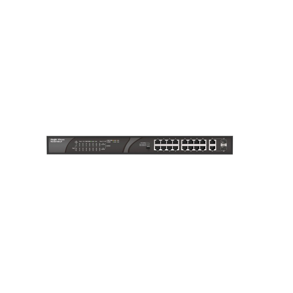 Switch POE 16 puertos 10/100Mbps 2puertos 10/100/1000Mbp RUIJIE REYEE4