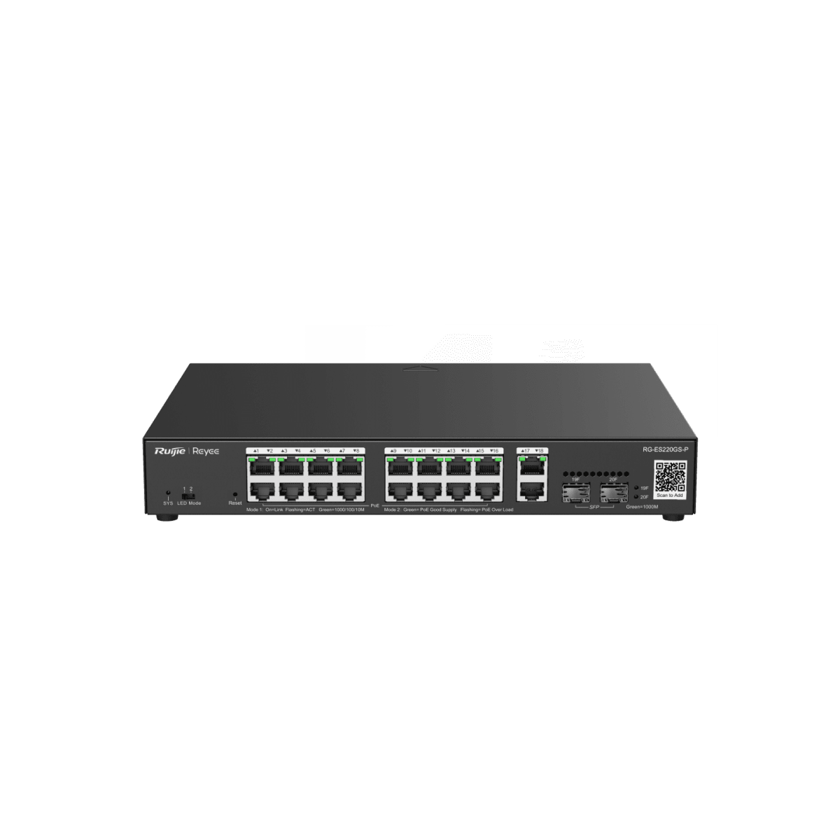 SWITCH POE RUIJIE REYEE 16CH ADM POR NUBE GIGABIT 40Gbps 50W5