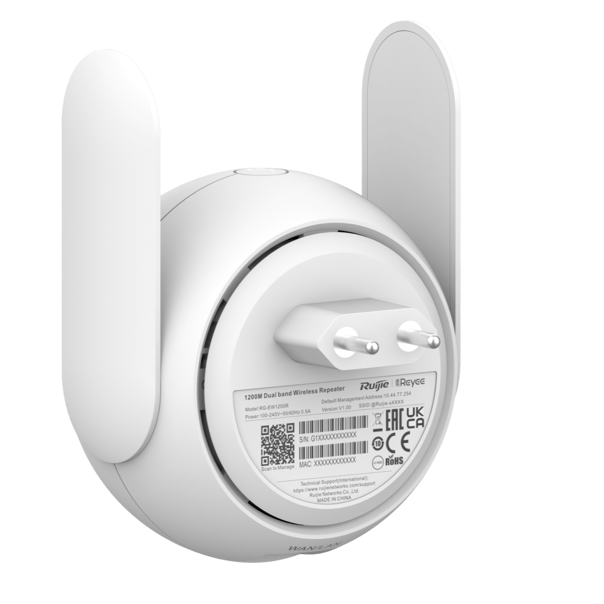 Extensor WiFi 5 dual-band soporta Mesh troughput 1200Mbps RUIJIE REYEE3