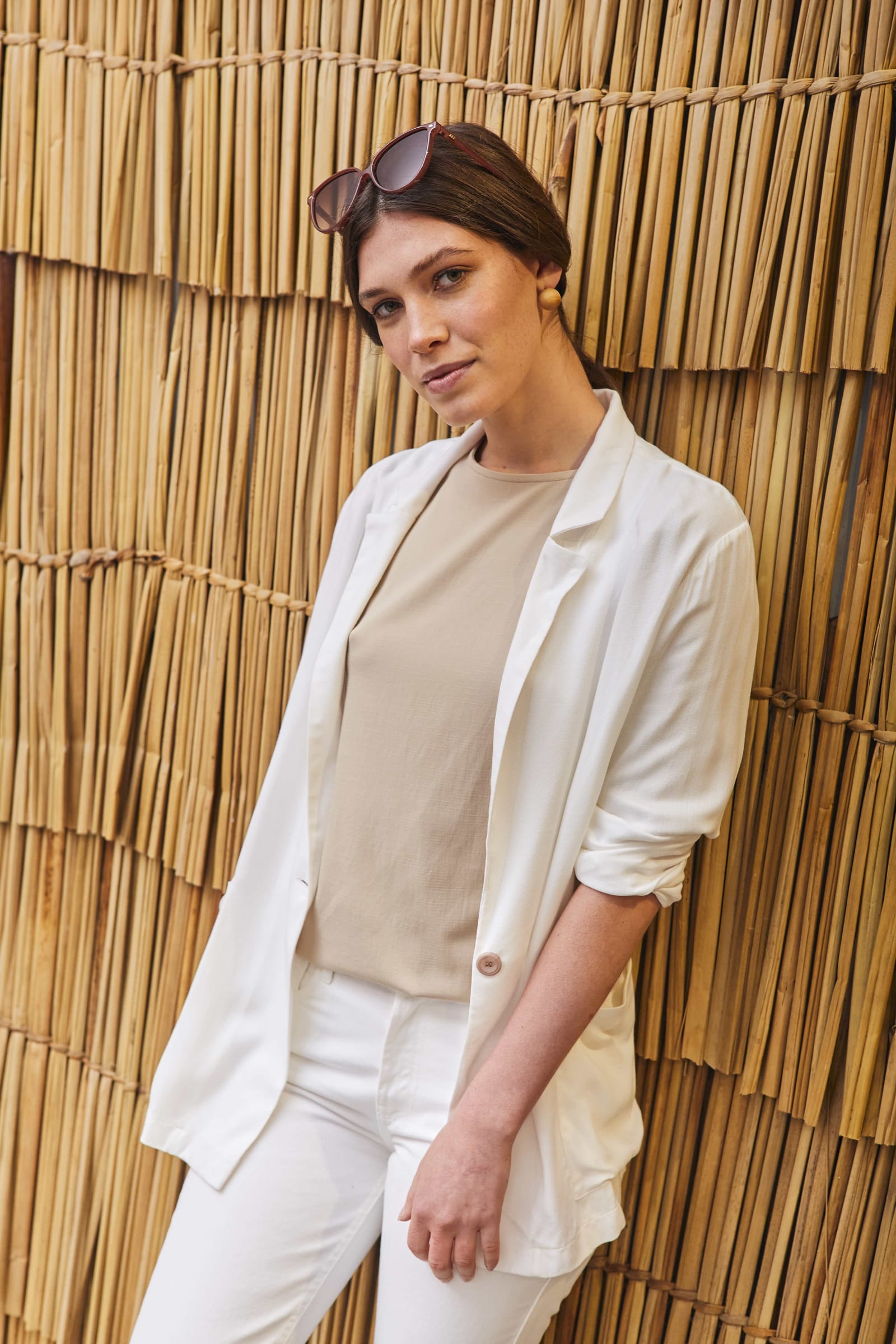RUFFLE MUTTON BLOUSE - BEIGE RUFFLE MUTTON BLOUSE - BEIGE