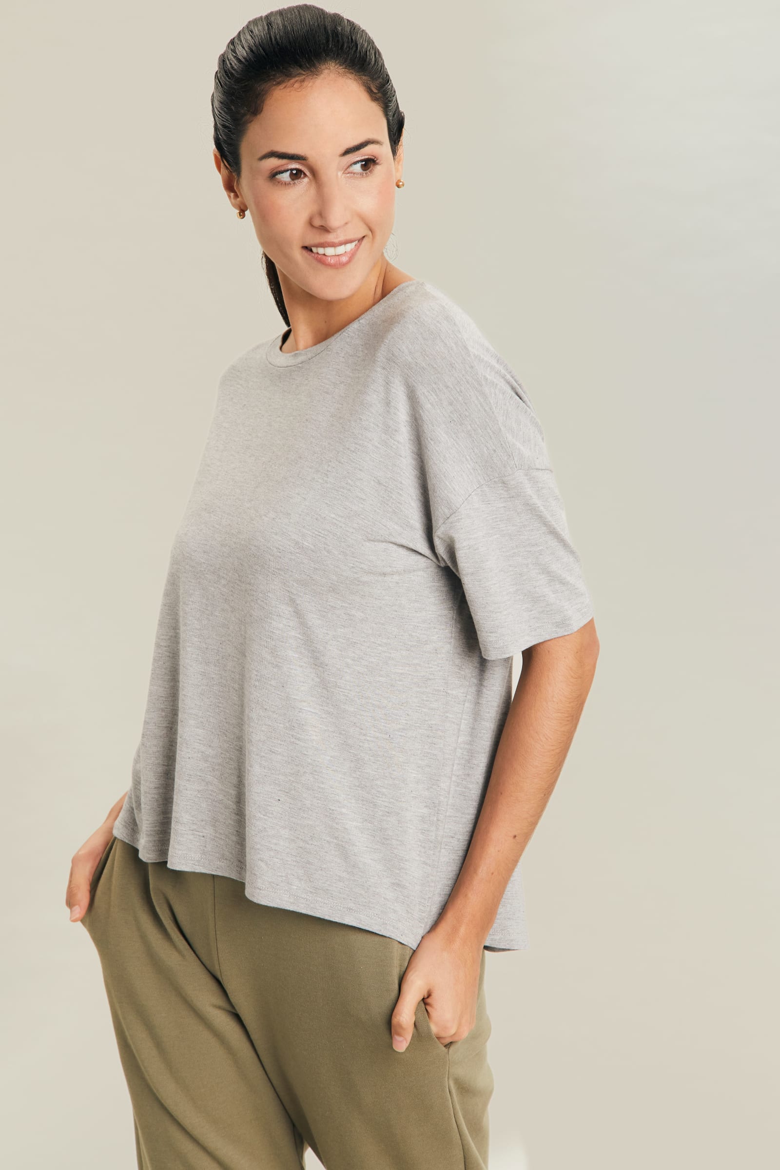 HIGH LOW S/SLEEVE - GREY HTR HIGH LOW S/SLEEVE - GREY HTR
