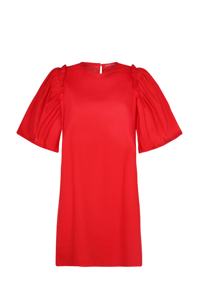 ATTACHED SLEEVE DRESS - RED ATTACHED SLEEVE DRESS - RED