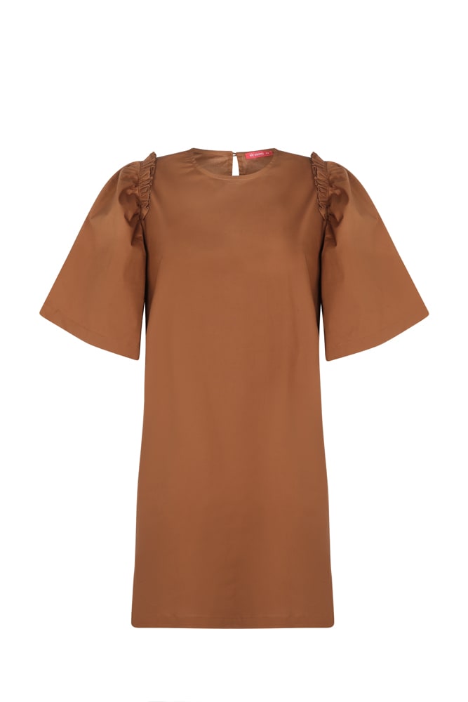 ATTACHED SLEEVE DRESS - TEDDY BROWN ATTACHED SLEEVE DRESS - TEDDY BROWN