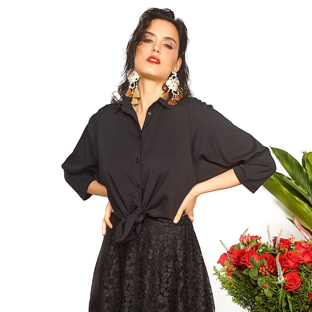 KNOT BLOUSE - BLACK KNOT BLOUSE - BLACK
