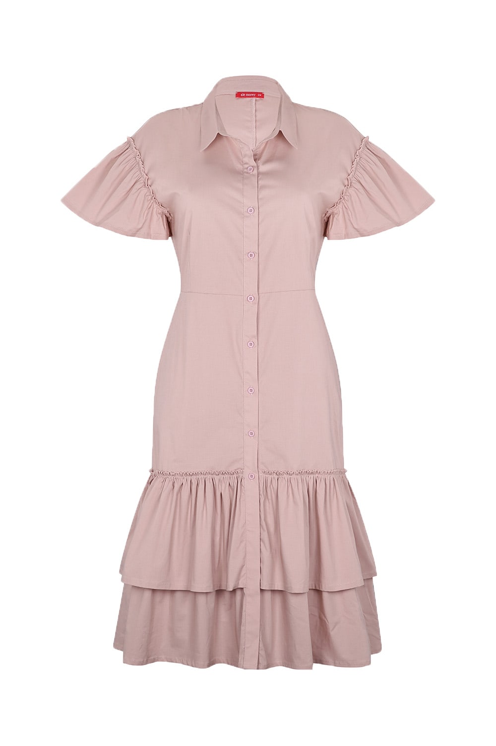 MIDI RUFFLE DRESS - MAUVE MIDI RUFFLE DRESS - MAUVE