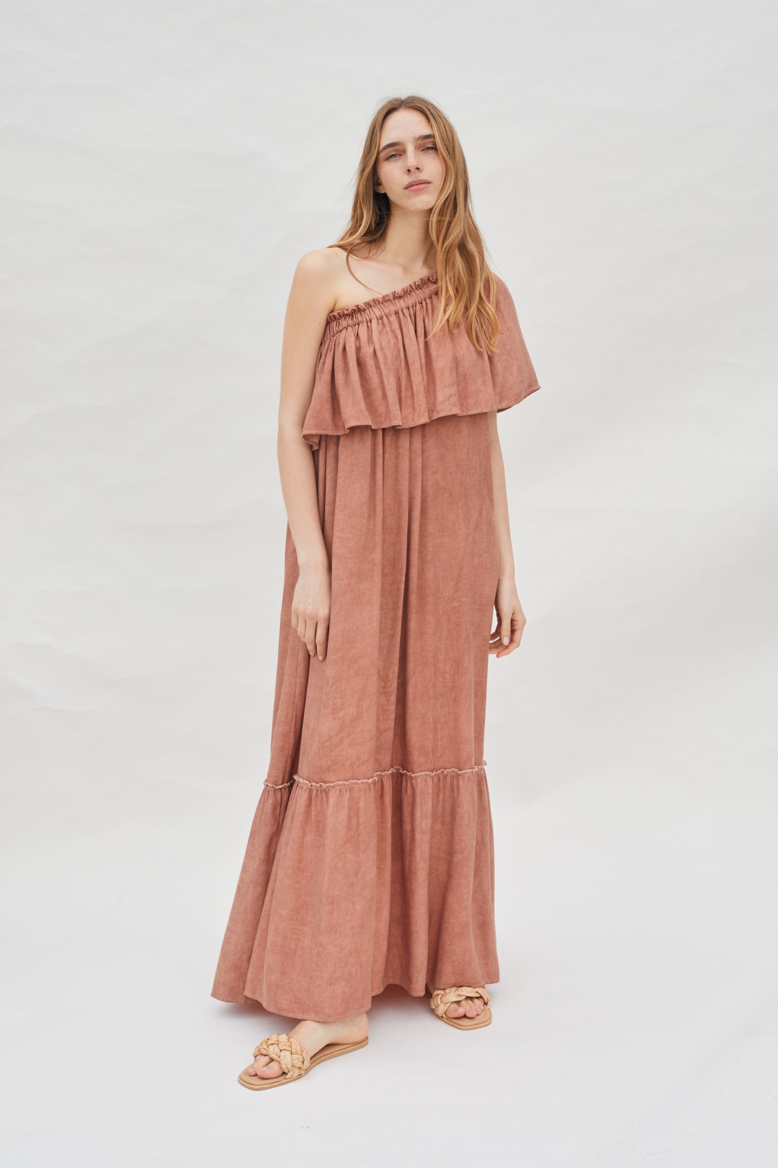 OFF SHOULDER RUFFLE DRESS - TERRA OFF SHOULDER RUFFLE DRESS - TERRA