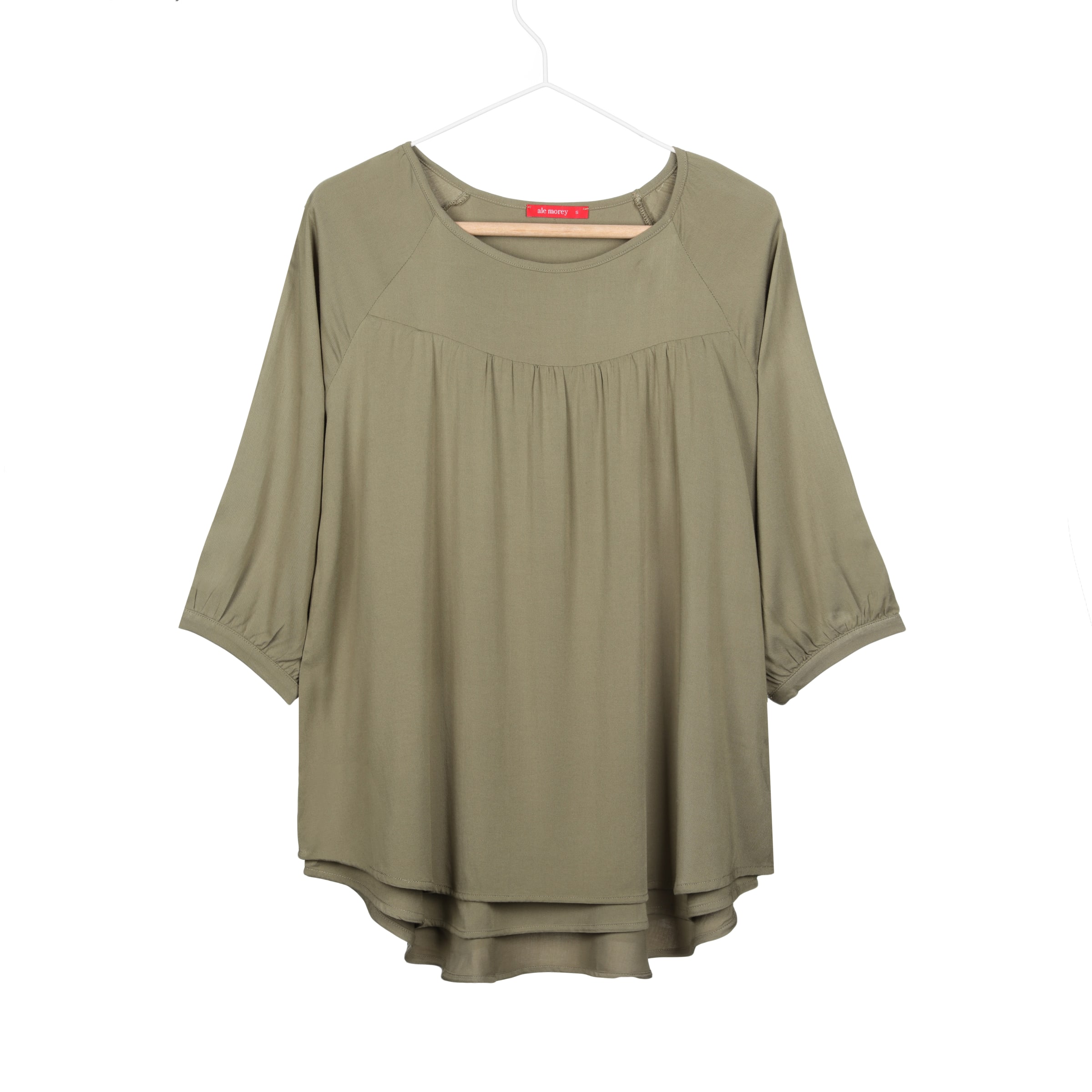RANGLAN DOUBLE BLOUSE - OLIVE RANGLAN DOUBLE BLOUSE - OLIVE