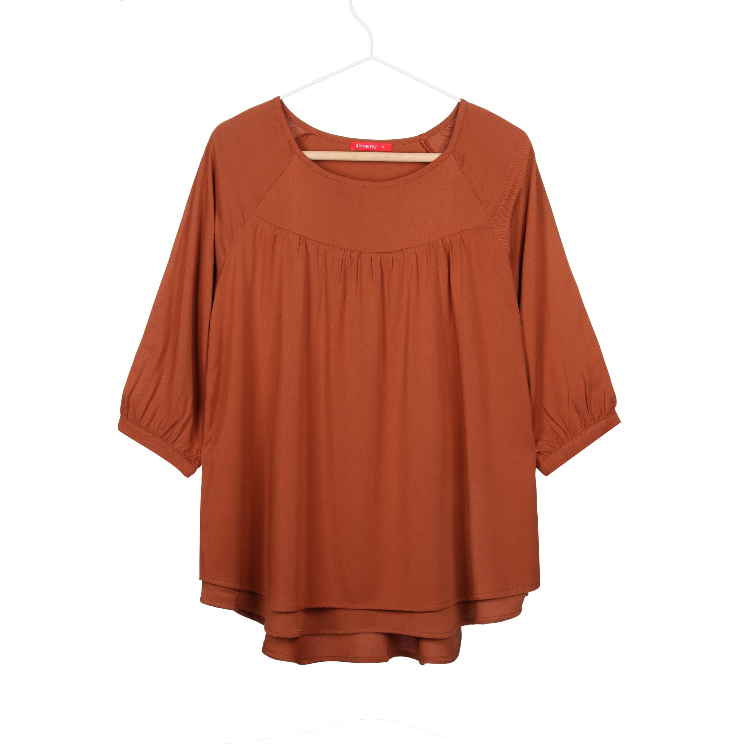 RANGLAN DOUBLE BLOUSE - RUST RANGLAN DOUBLE BLOUSE - RUST