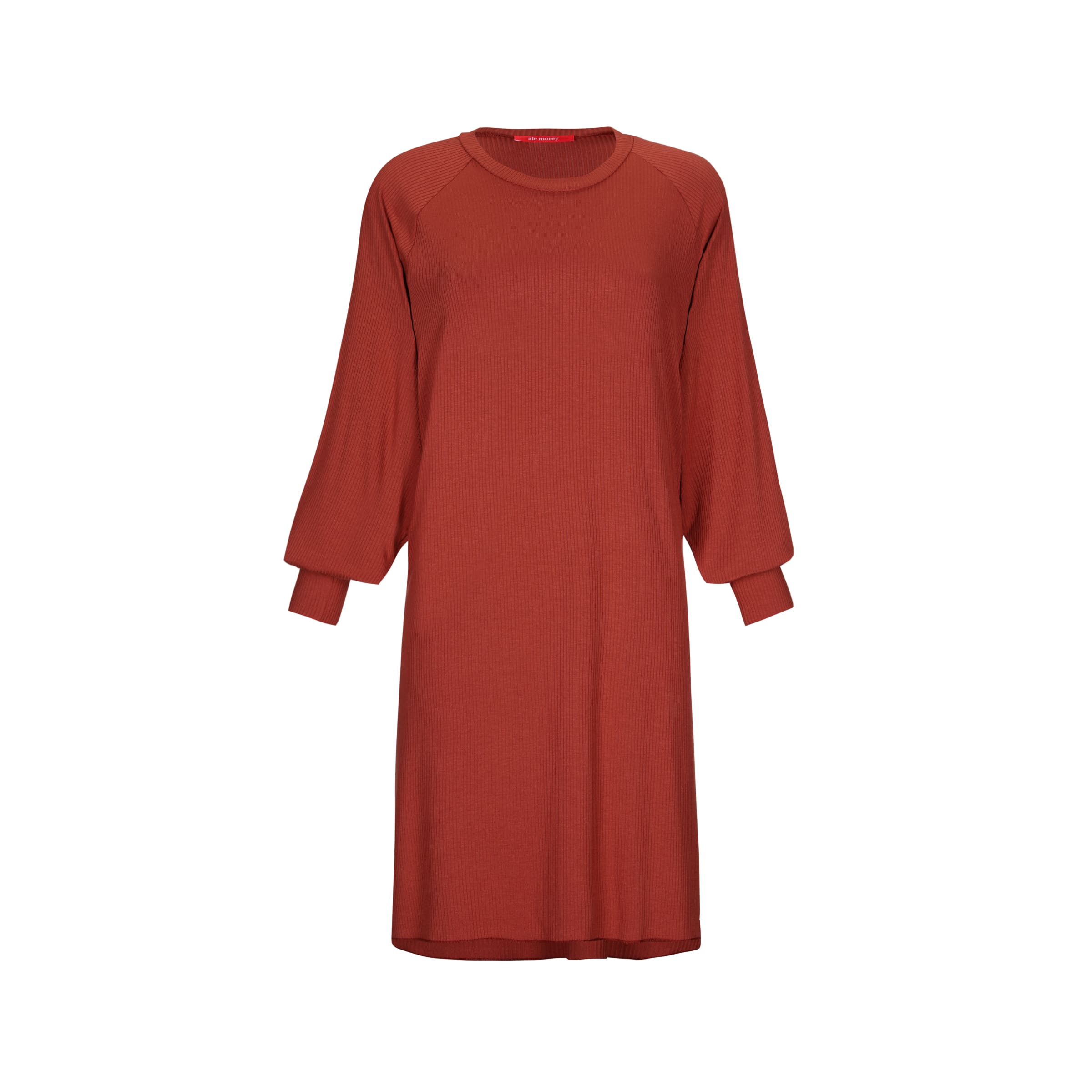 BOXY RIB DRESS - CINNAMON BOXY RIB DRESS - CINNAMON