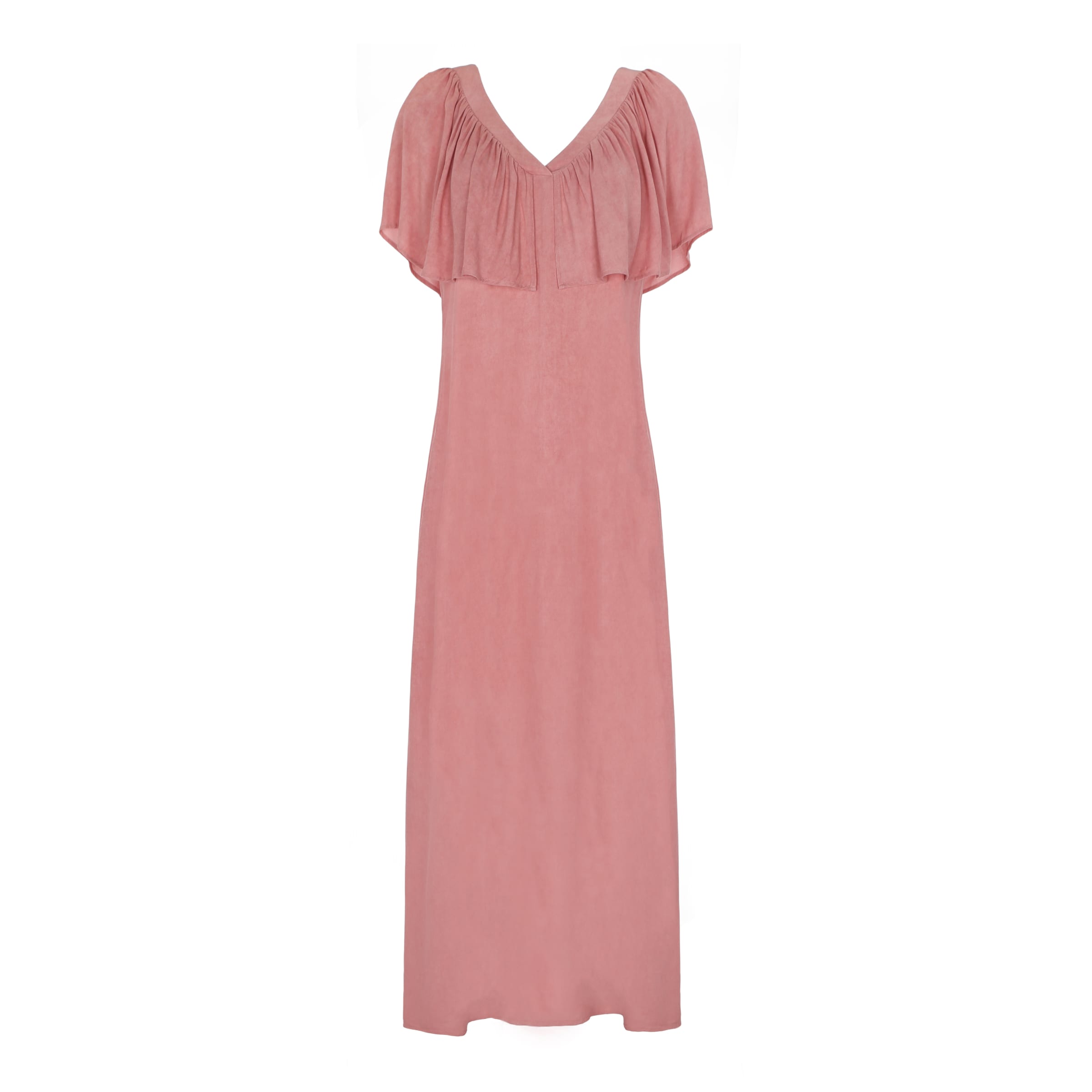 RUFFLE V DRESS - PEACH BEACH RUFFLE V DRESS - PEACH BEACH