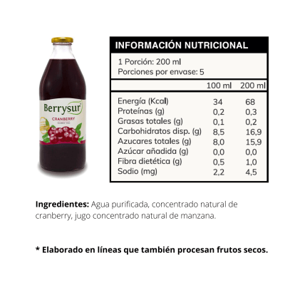 Jugo fruta Cranberry Jugo fruta Cranberry