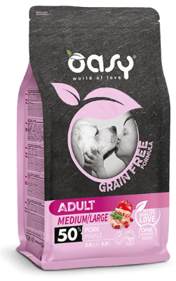 OASY DOG GF ADULT MED/LARGE PORK 12 KG.