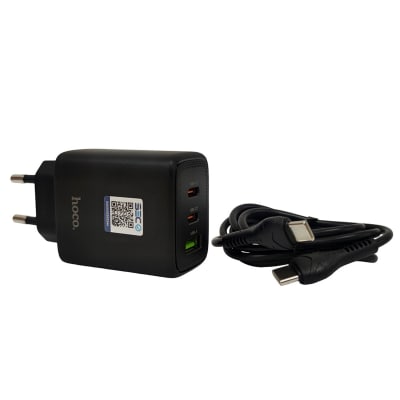 Cargador Hoco DC117 State PD65W 2C1A Cable C a C Negro1
